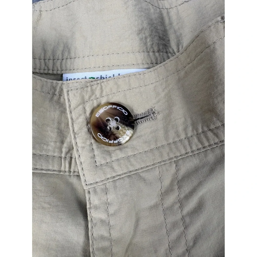 ExOfficio Insect Shield Mens 34x30 Convertible Hiking Pants Khaki Tan Nylon